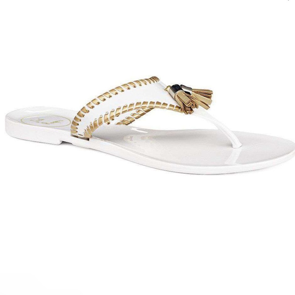 Alana Jelly Sandal in White and Gold by Jack Rogers